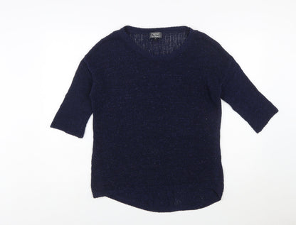 Next Women's Navy Blue Knit Button Back Jumper Size 12