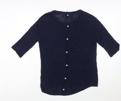 Next Women's Navy Blue Knit Button Back Jumper Size 12