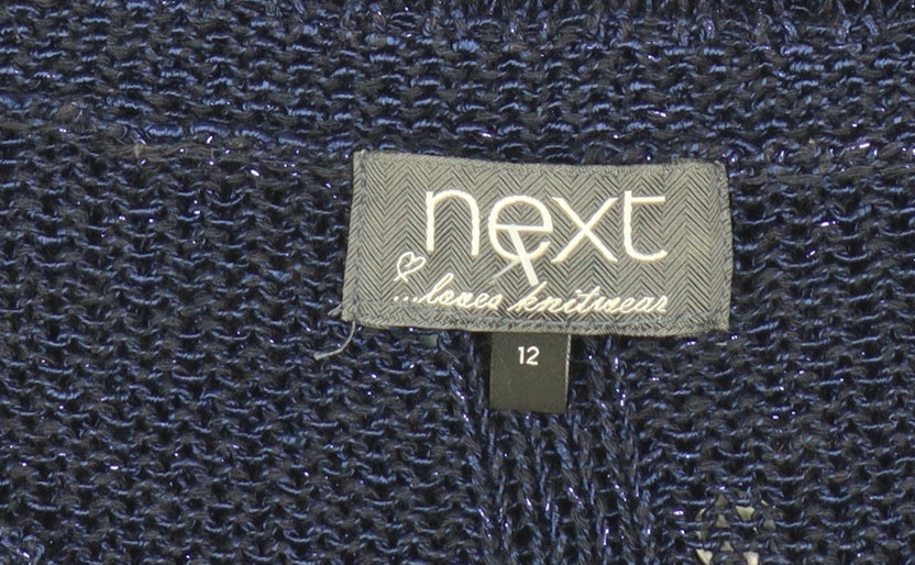 Next Women's Navy Blue Knit Button Back Jumper Size 12