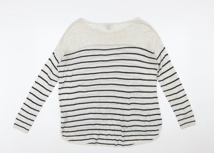 H&M Women’s White Striped Relaxed Pullover Jumper Size 12
