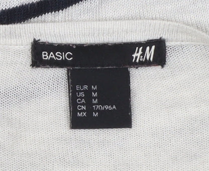 H&M Women’s White Striped Relaxed Pullover Jumper Size 12