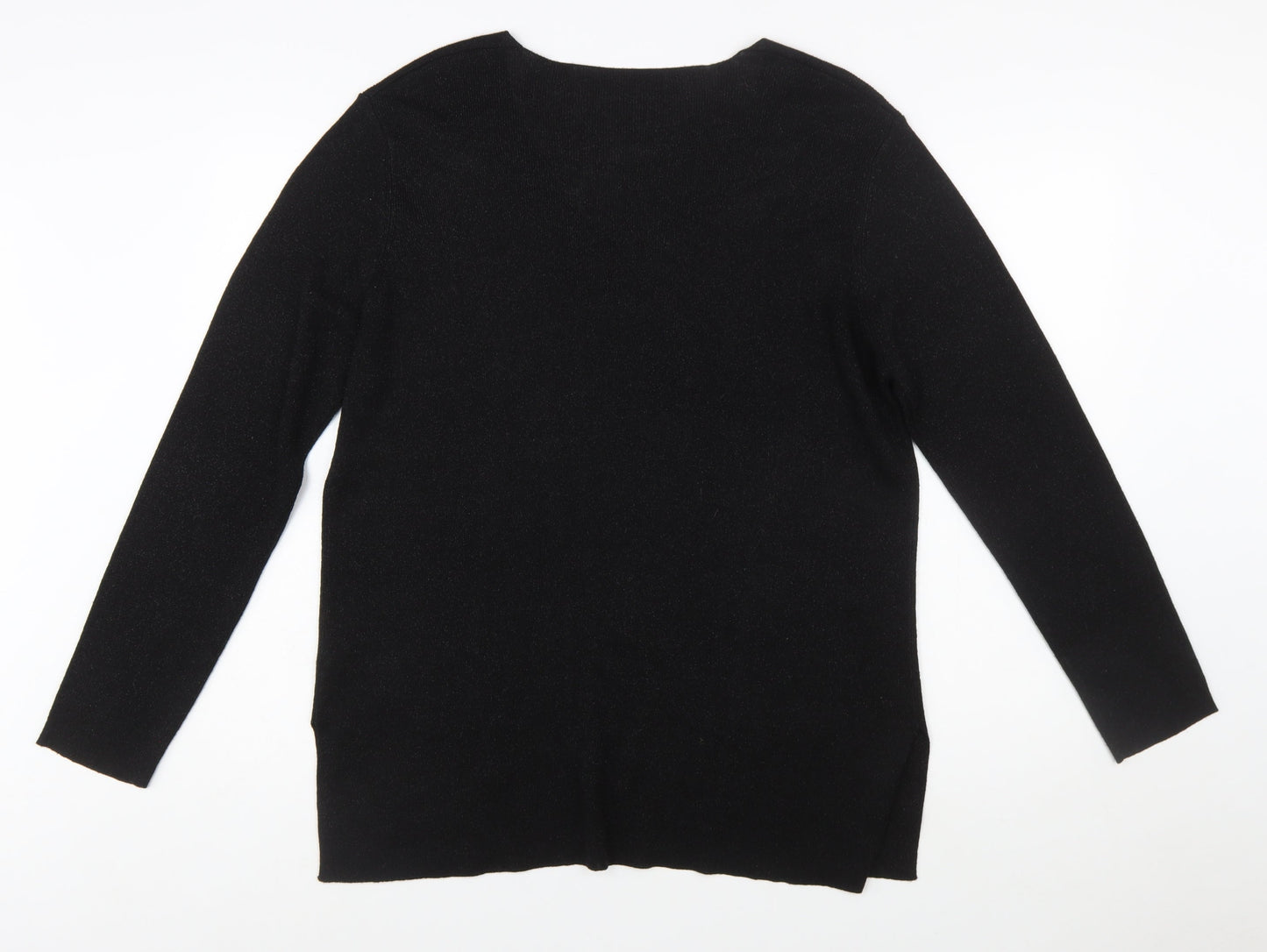 Marks and Spencer Women Black Floral Embroidered V-Neck Jumper Size 20