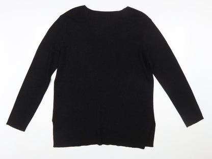 Marks and Spencer Women Black Floral Embroidered V-Neck Jumper Size 20