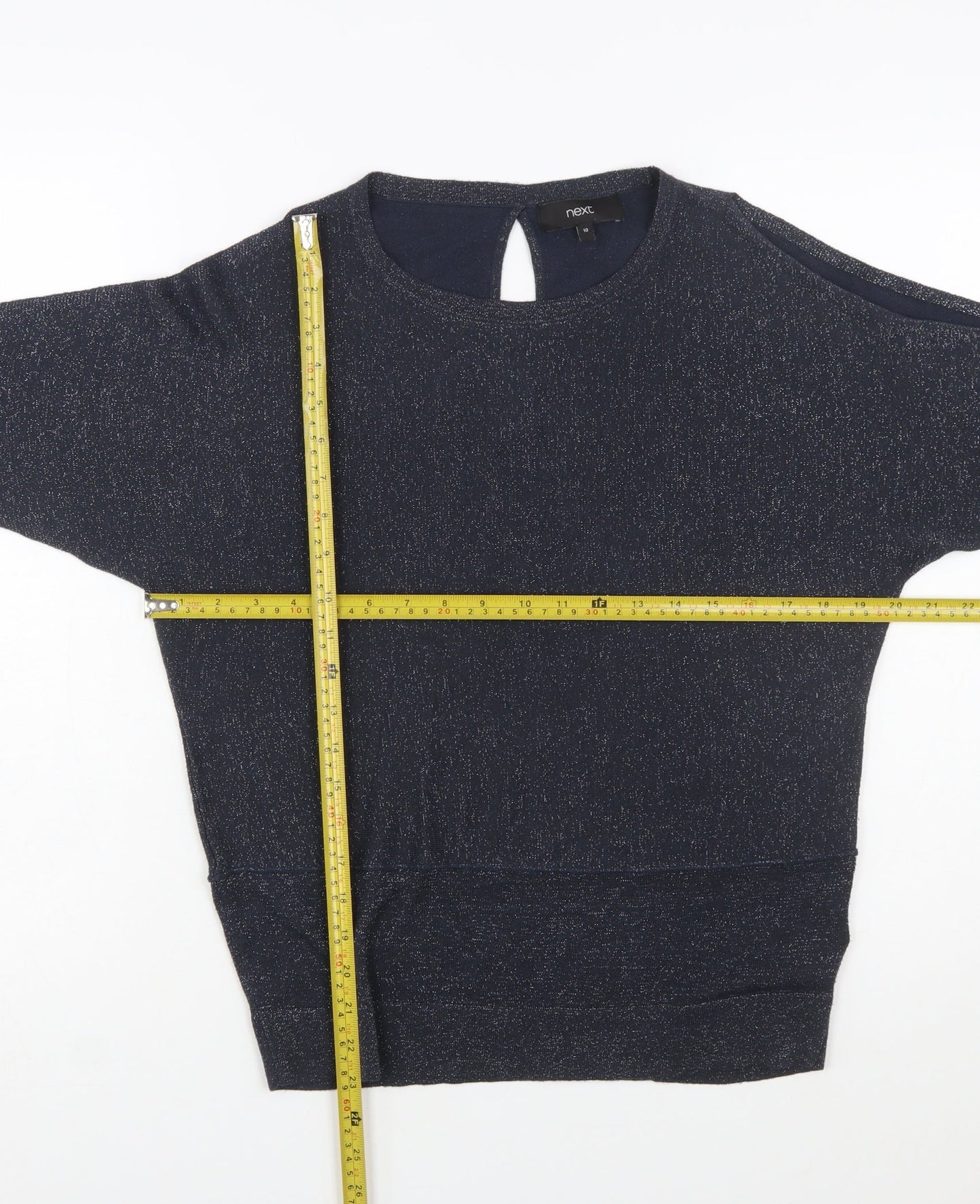 Next Women’s Blue Glitter Knit Pullover Jumper Size 10