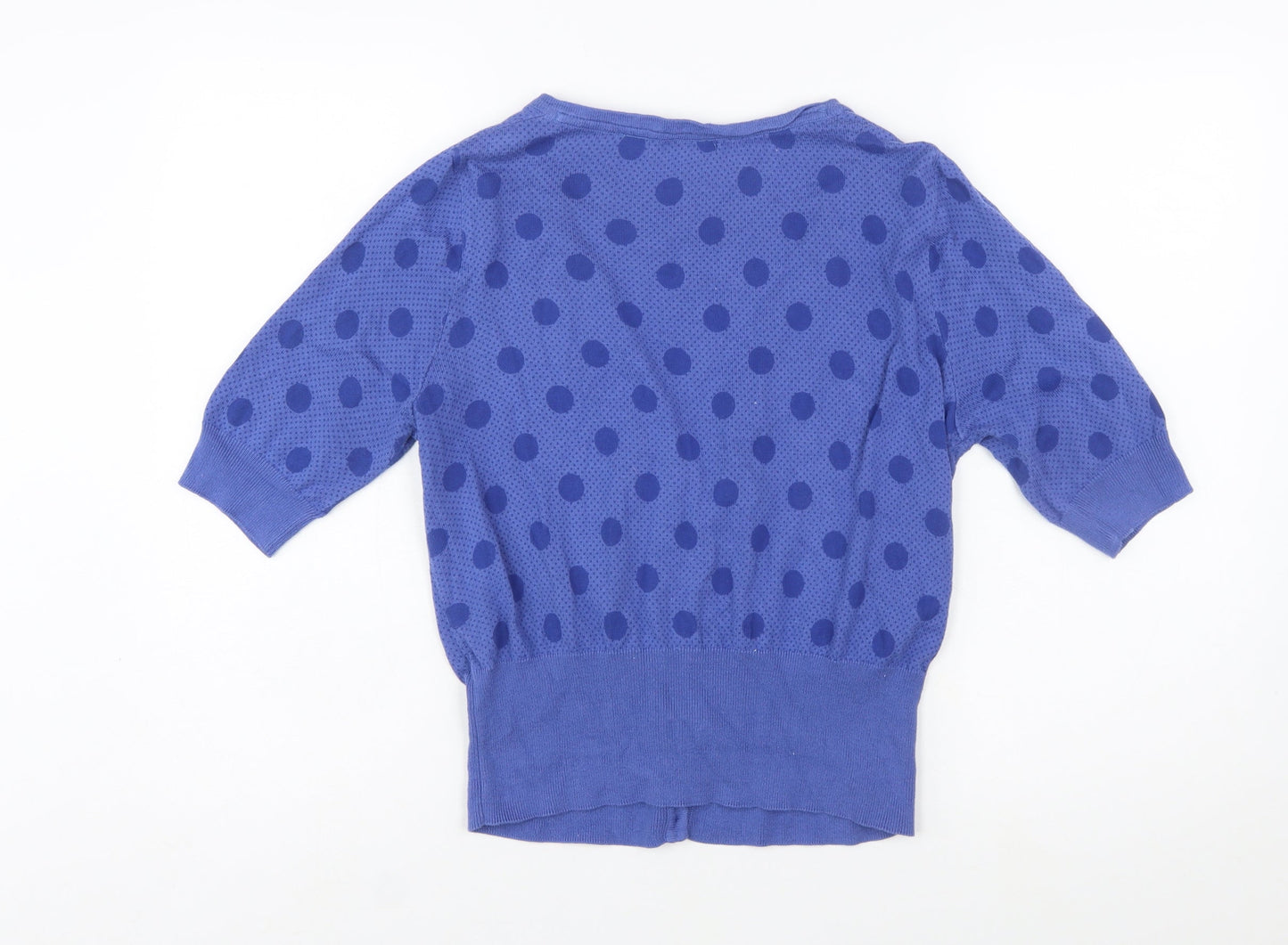 Marks and Spencer Womens Blue Cotton Polka Dot Cardigan Size 16