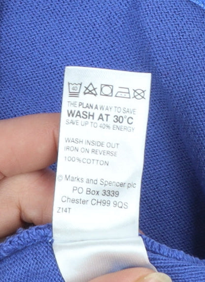 Marks and Spencer Womens Blue Cotton Polka Dot Cardigan Size 16