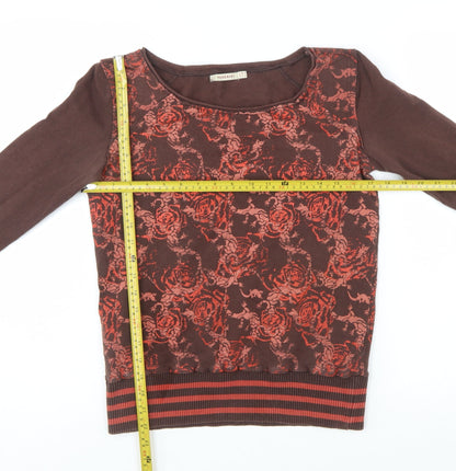 Reserved Womens Brown Floral Long Sleeve Jersey Top Size 10