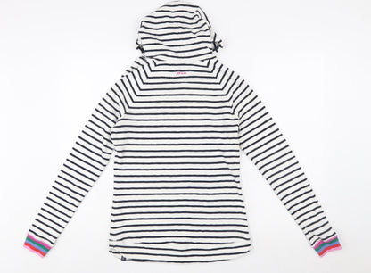 Joules Women's Navy White Striped Cotton Hoodie UK 12 Pullover
