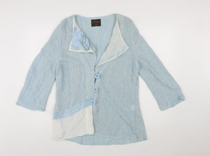 Orla from Tivoli Women Blue L Asymmetric Button Cardigan