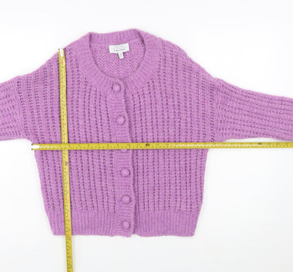 & Other Stories Women Purple Wool Blend Chunky Knit Cardigan S