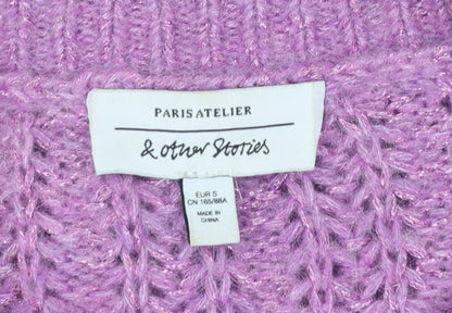 & Other Stories Women Purple Wool Blend Chunky Knit Cardigan S