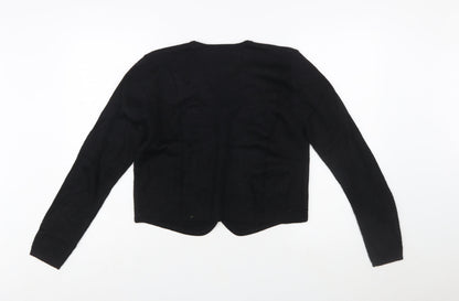Eaton Petites Women's Black Beaded Wool Blend Cardigan M Petite