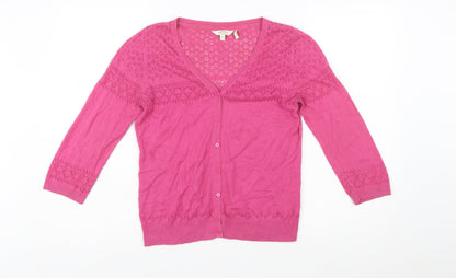FatFace Women Pink Cotton Button Cardigan Size 12