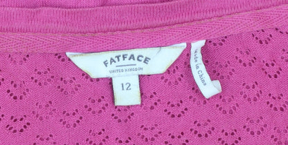 FatFace Women Pink Cotton Button Cardigan Size 12
