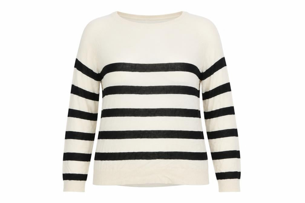 Zara Women Beige Striped Long Sleeve Pullover Jumper Size 12