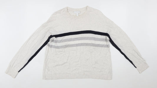 The White Company Women’s Ivory Striped Knit Jumper Size M