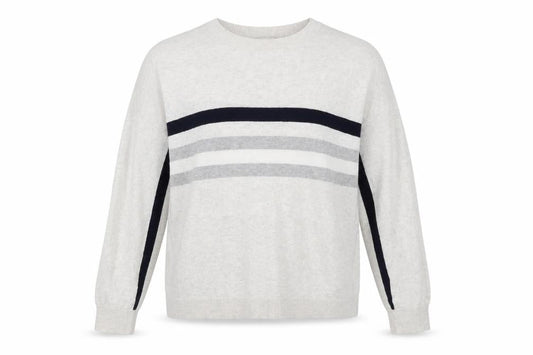 The White Company Women’s Ivory Striped Knit Jumper Size M