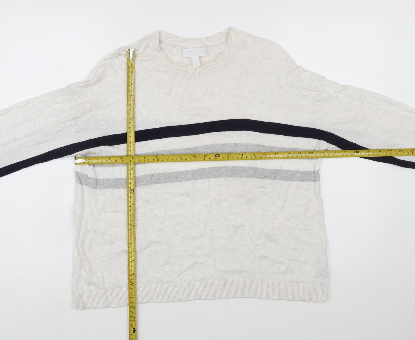 The White Company Women’s Ivory Striped Knit Jumper Size M