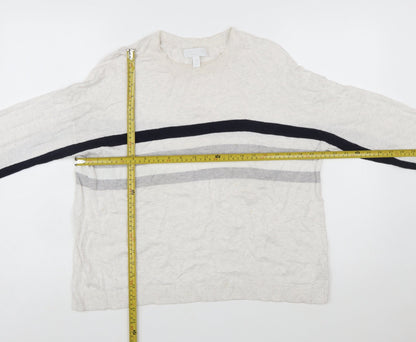 The White Company Women’s Ivory Striped Knit Jumper Size M