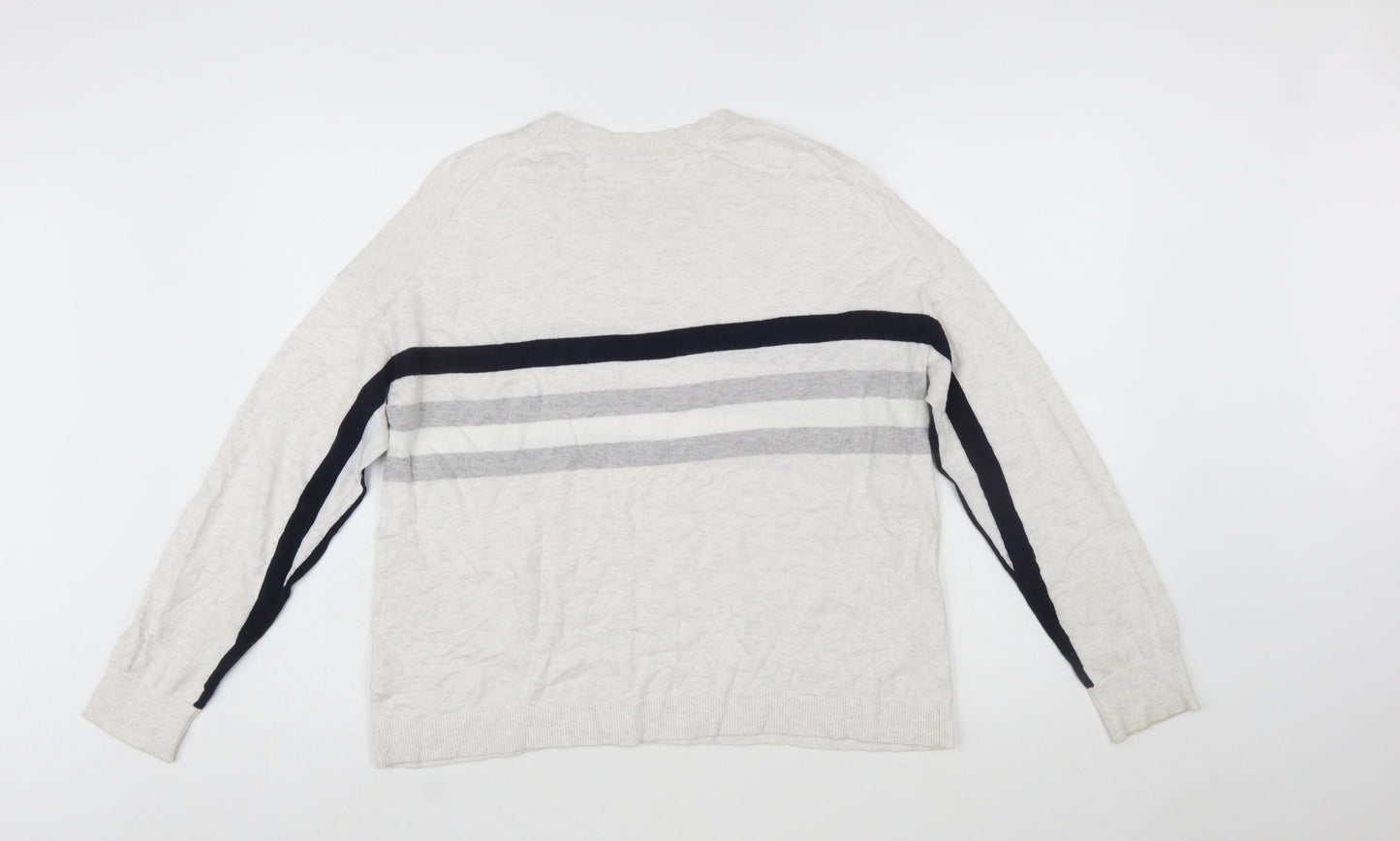 The White Company Women’s Ivory Striped Knit Jumper Size M