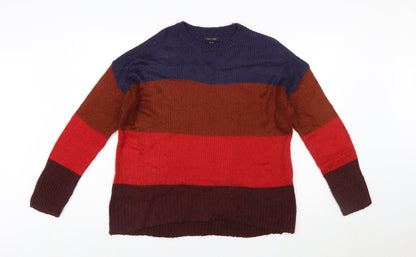 New Look Womens Multicoloured Chunky Knit Striped Pullover Jumper M