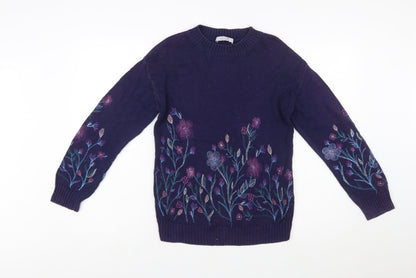 Marks and Spencer Women’s Blue Embroidered Cotton Jumper S