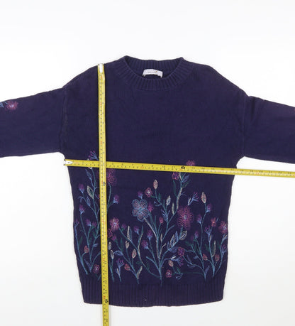 Marks and Spencer Women’s Blue Embroidered Cotton Jumper S