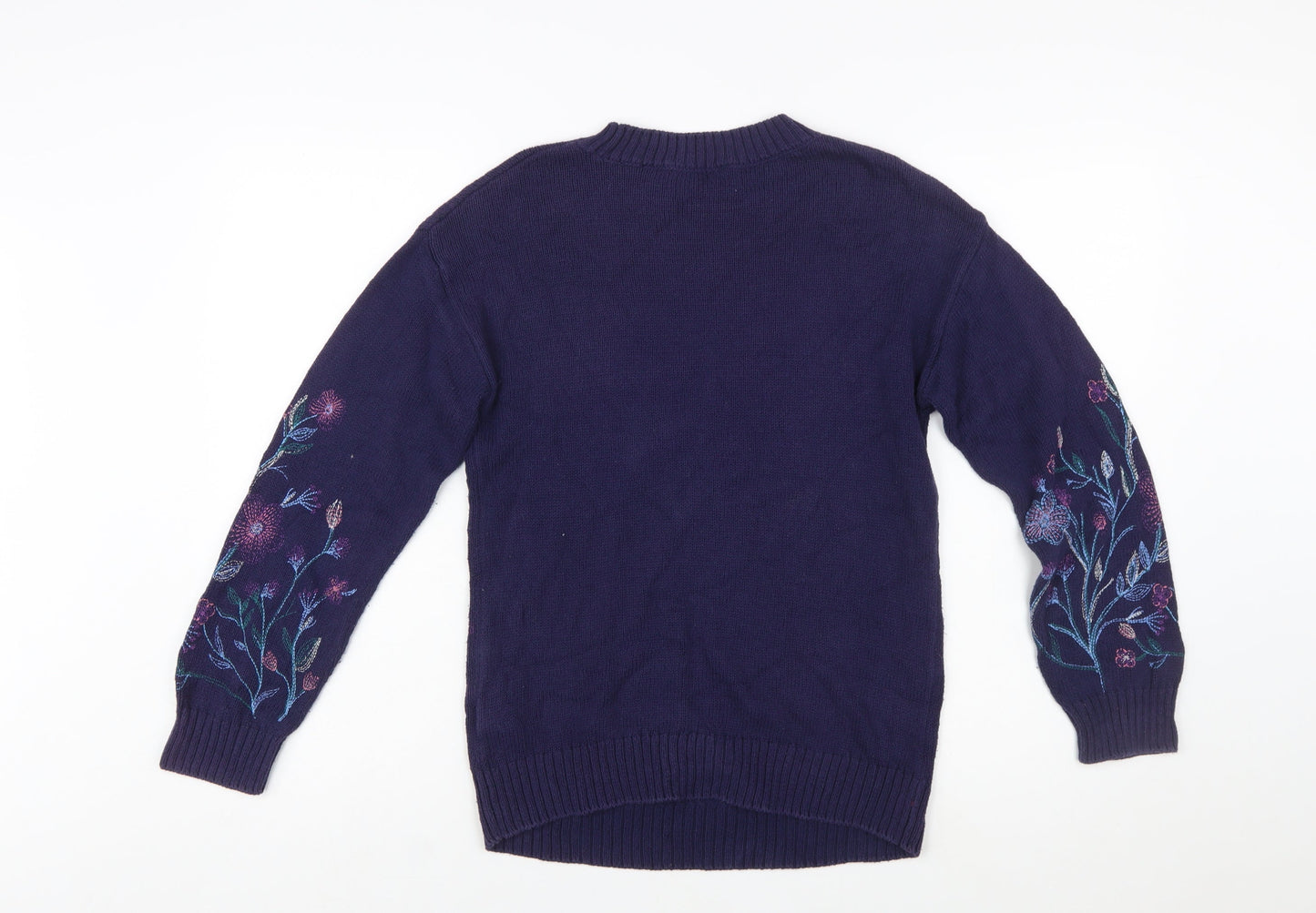 Marks and Spencer Women’s Blue Embroidered Cotton Jumper S