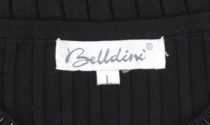 Belldini Women's Black Beaded Boat Neck Long Sleeve Pullover Jumper Size L