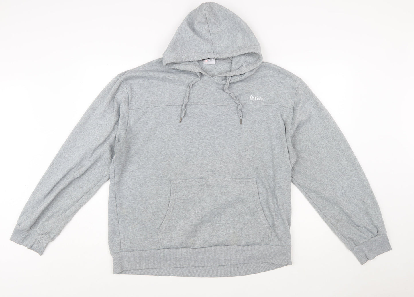 Lee Cooper Mens Grey 2XL Pullover Hoodie with Logo