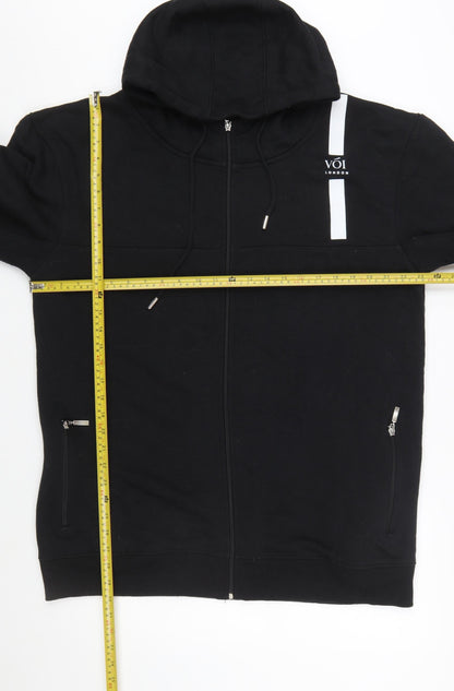 Voi London Men's Black 2XL Full Zip Hoodie with Logo and Pockets