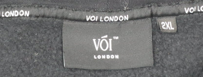 Voi London Men's Black 2XL Full Zip Hoodie with Logo and Pockets