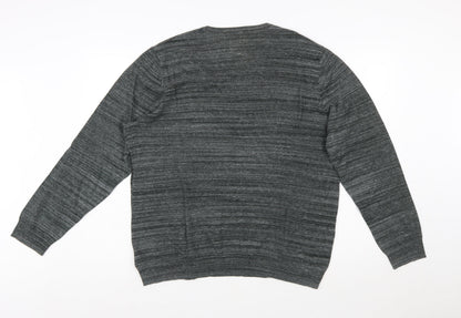 RJR John Rocha Men's Grey Cotton V-Neck Pullover Jumper Size L