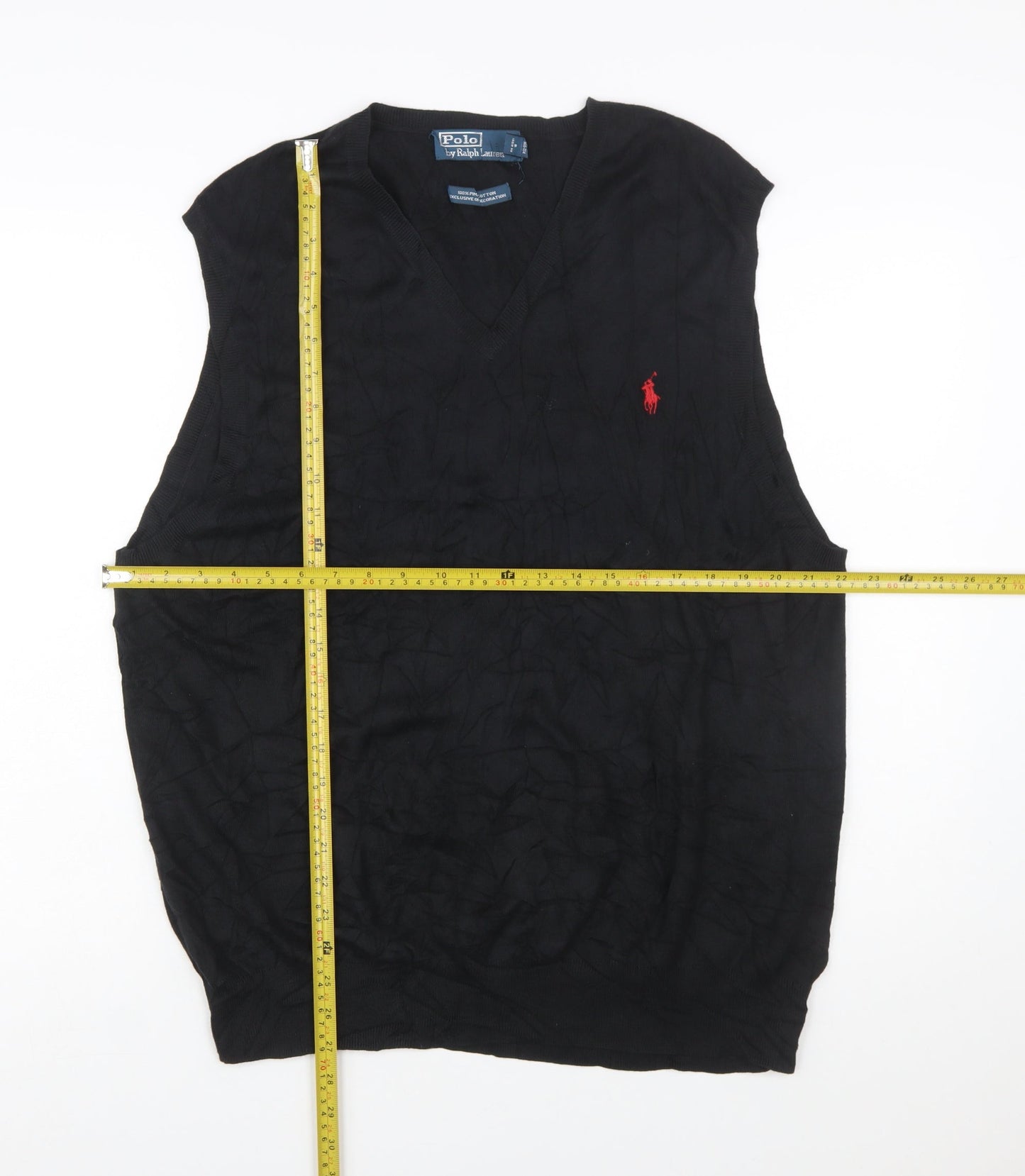 Ralph Lauren Men's Black 2XL Cotton V-Neck Sleeveless Jumper Vest