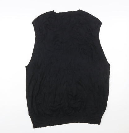 Ralph Lauren Men's Black 2XL Cotton V-Neck Sleeveless Jumper Vest