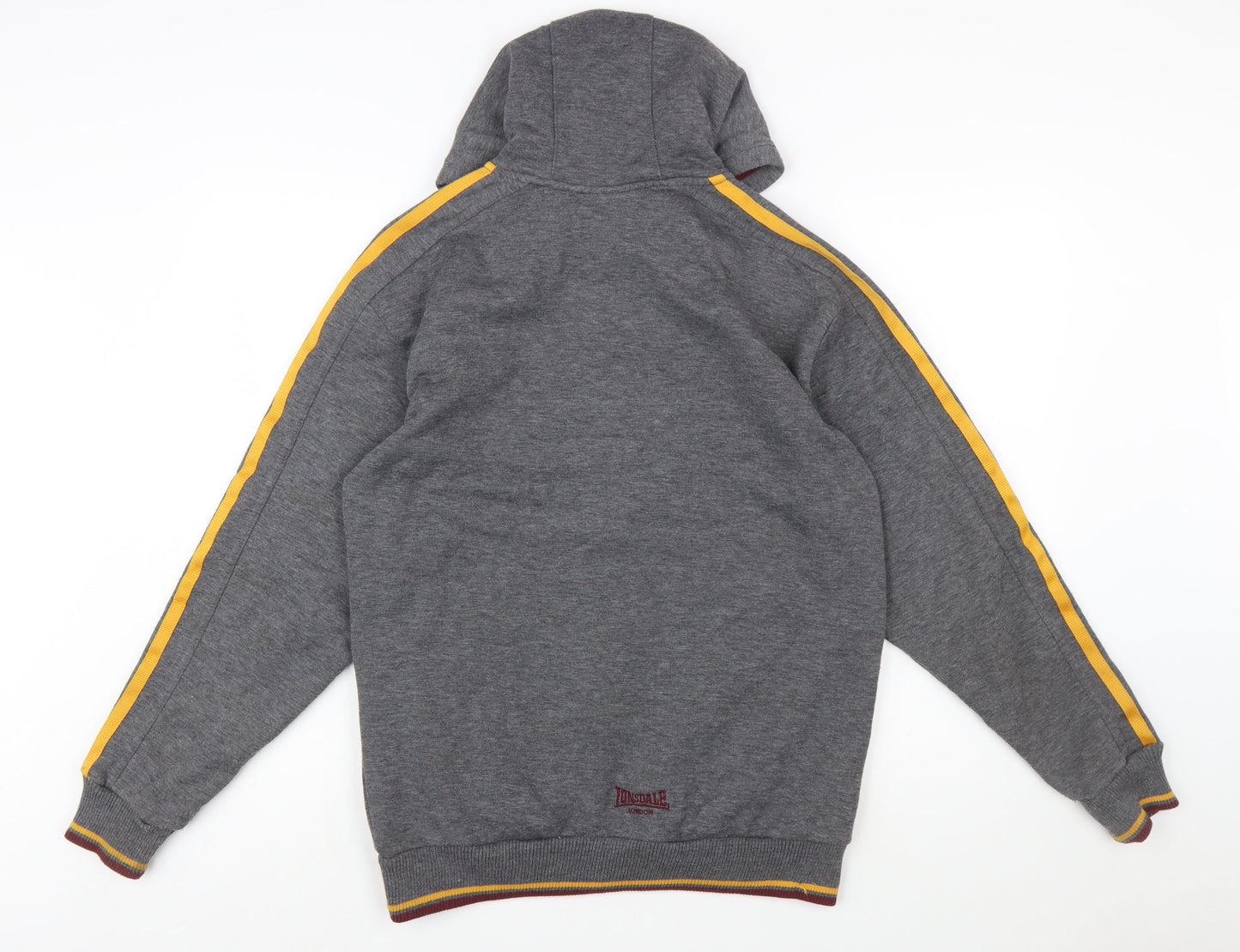 Lonsdale Men Grey Full Zip Hoodie M Sports Fleece Logo