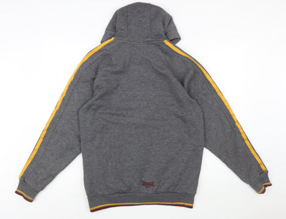 Lonsdale Men Grey Full Zip Hoodie M Sports Fleece Logo