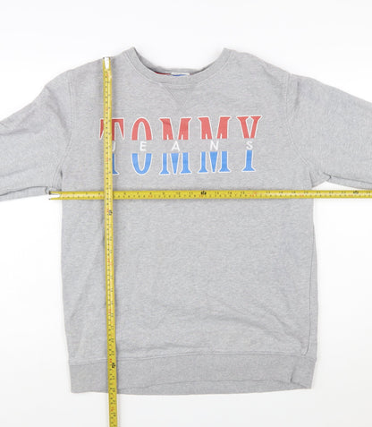 Tommy Jeans Men's Grey Logo Sweatshirt L Regular Fit Pullover
