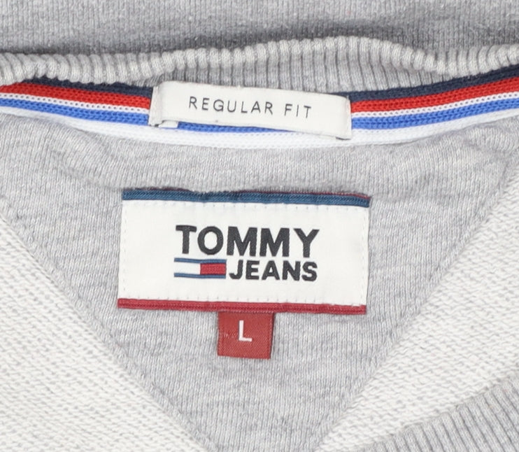 Tommy Jeans Men's Grey Logo Sweatshirt L Regular Fit Pullover