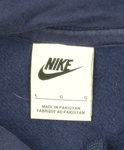 Nike Men's Blue Pullover Hoodie L Regular Fit Logo Fleece