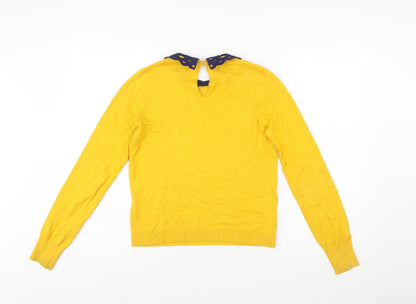 Oasis Women Yellow Collared Long Sleeve Knit Jumper Size S