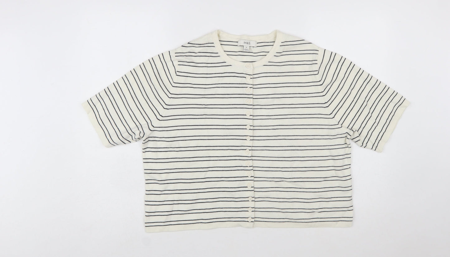 Marks and Spencer Women’s Ivory Striped Knit Cardigan XL