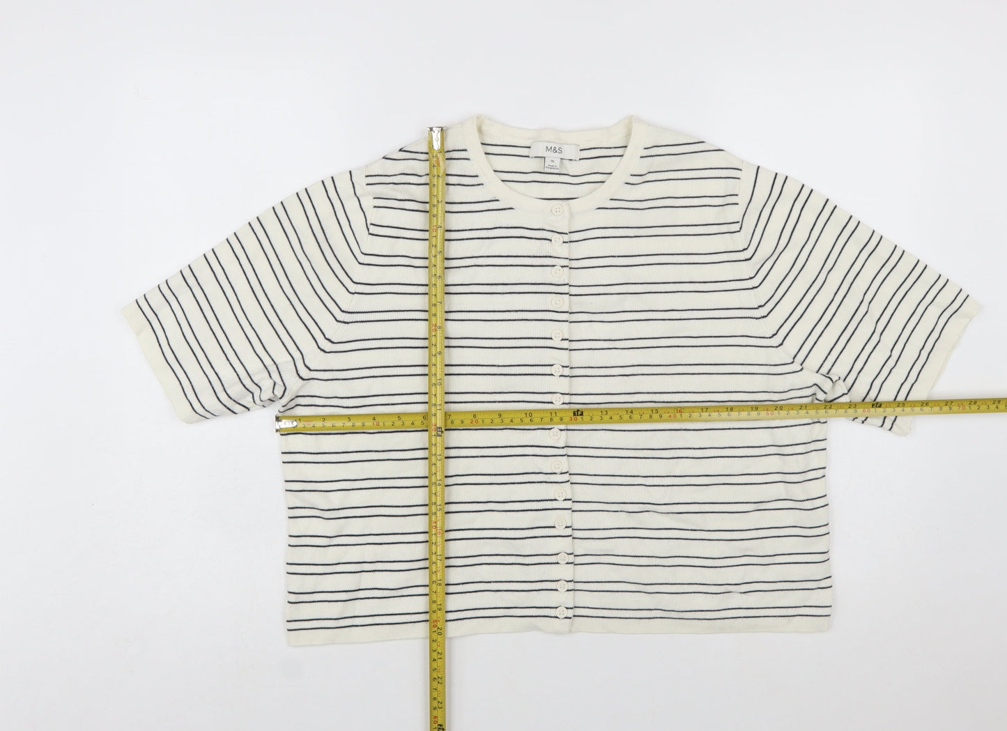 Marks and Spencer Women’s Ivory Striped Knit Cardigan XL