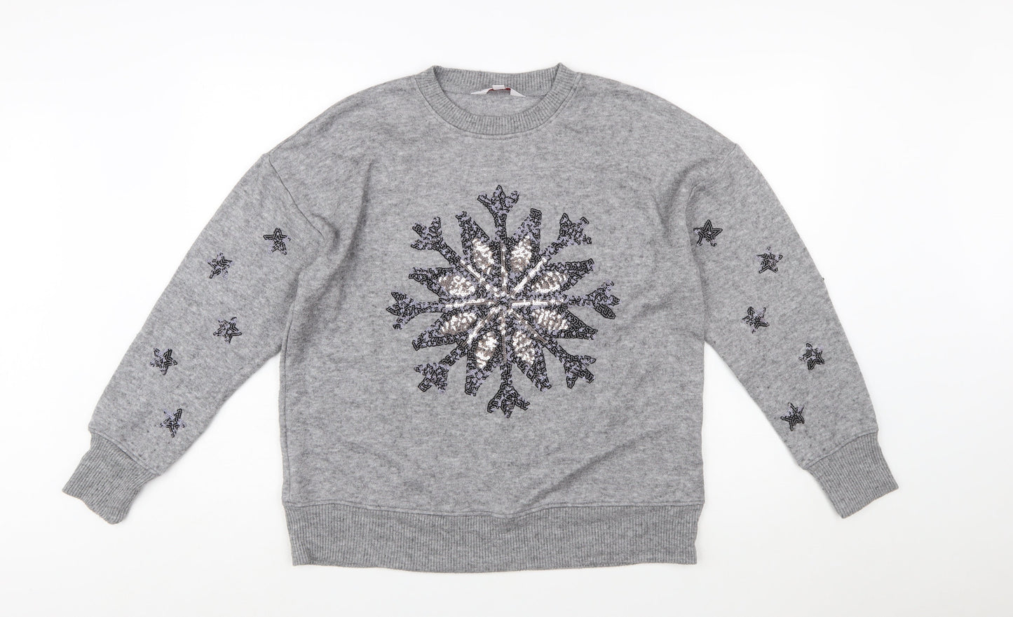 Next Women's Grey Sequin Snowflake Christmas Jumper Size L