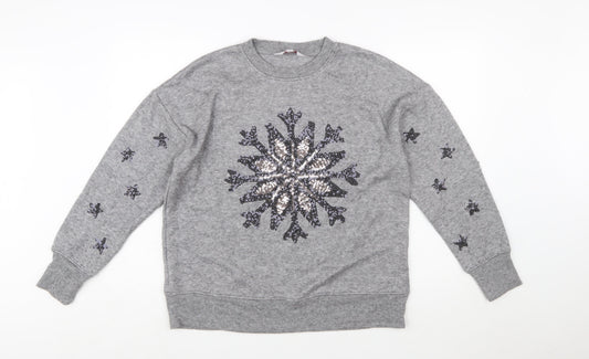 Next Women's Grey Sequin Snowflake Christmas Jumper Size L