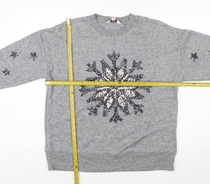 Next Women's Grey Sequin Snowflake Christmas Jumper Size L