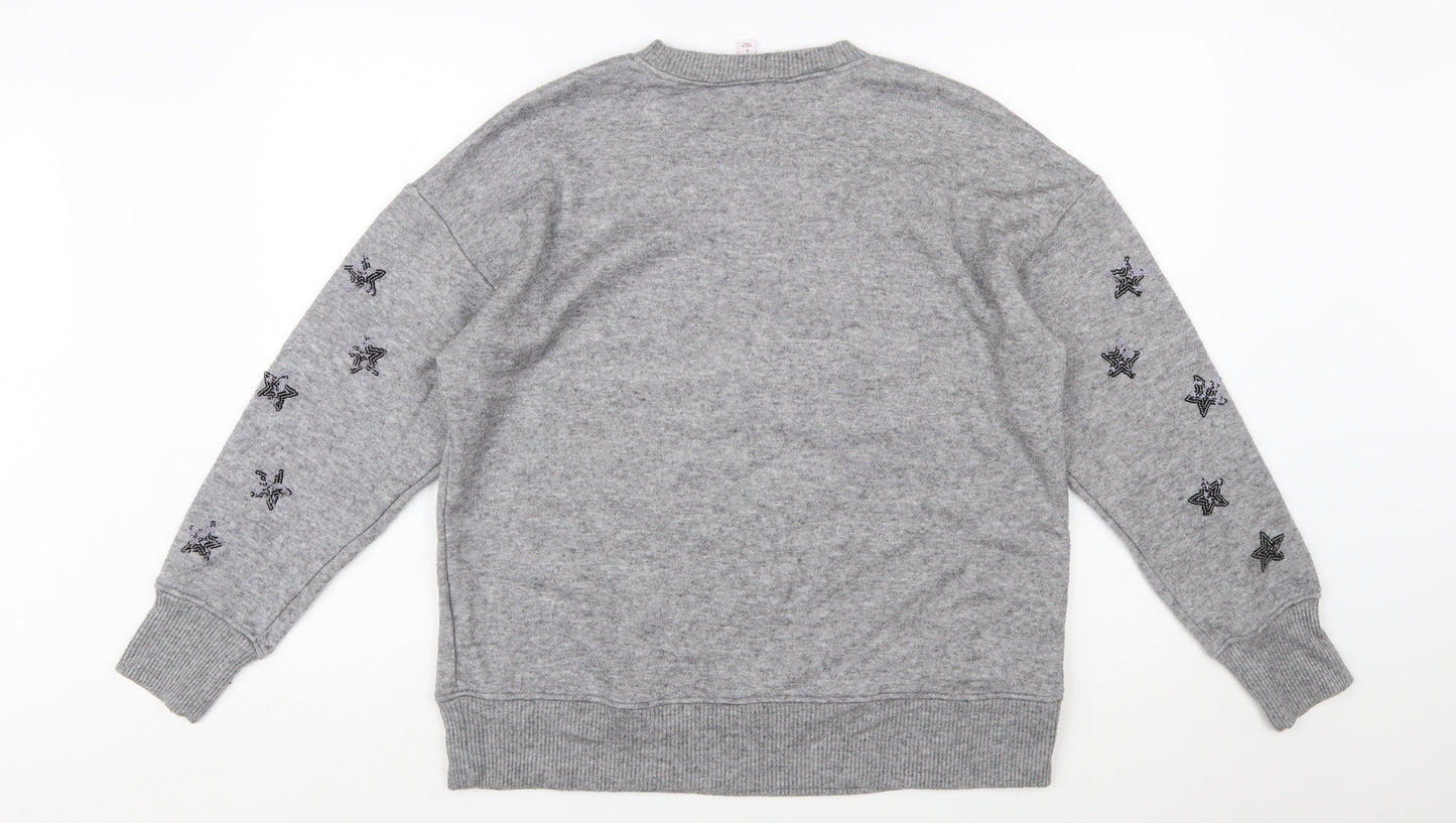 Next Women's Grey Sequin Snowflake Christmas Jumper Size L