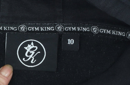 Gym King Womens Black Size 10 Pullover Hoodie with Logo Detail