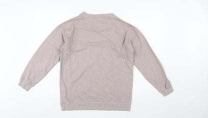 Fat Face Women Beige Small Pullover Sweatshirt Crew Neck Cotton