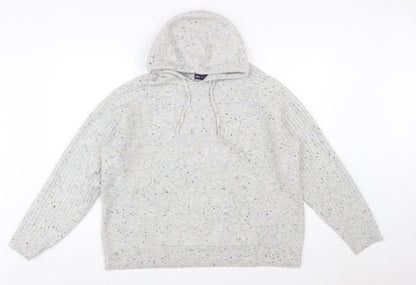 Marks and Spencer Women’s Grey Hooded Chunky Knit Pullover Jumper Size L
